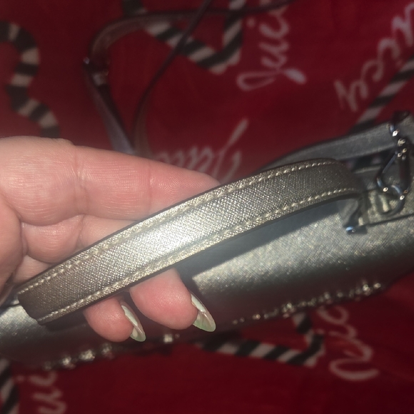 Michael Kors Metallic Silver Mini Crossbody with Crystal Trim - Picture 10 of 11